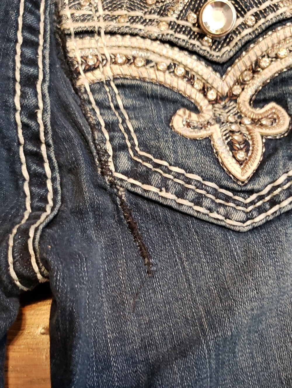 Rock Revival Dark Blue Embellished Boot Cut Jeans - Picture 7 of 7